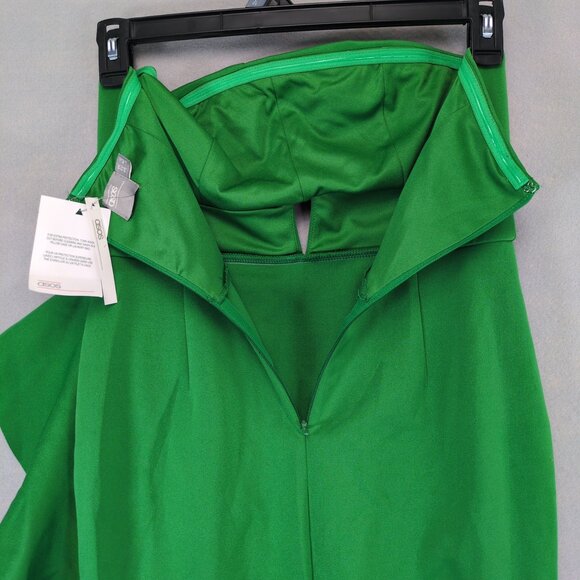 NWT ASOS Green Bandeau Keyhole Ruffle Strapless Sheath Dress, Women's 8 Prom - Picture 4 of 7
